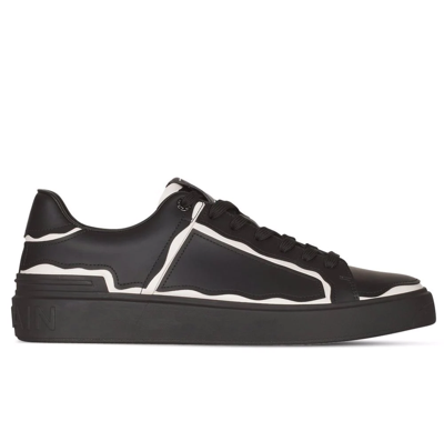 BALMAIN B-court Contrasting Trim Sneakers BLACK/WHITE