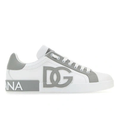 DOLCE&GABBANA Portofino Calfskin Sneaker - White/Grey