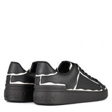 BALMAIN B-court Contrasting Trim Sneakers BLACK/WHITE